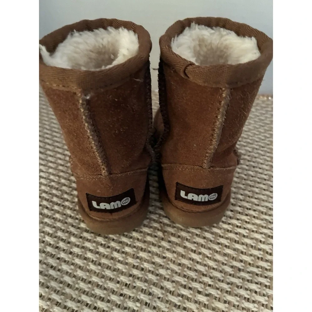 Lamo Toddler Size 7C Faux Fur Lined Ankle Boots Chestnut Brown Suede